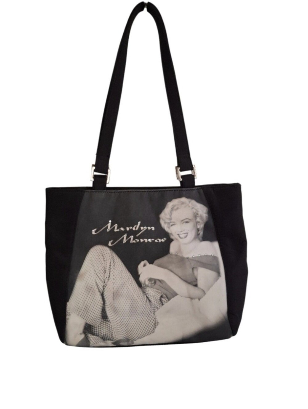 Marilyn Monroe Black Nylon Tote Purse with Rhinestones